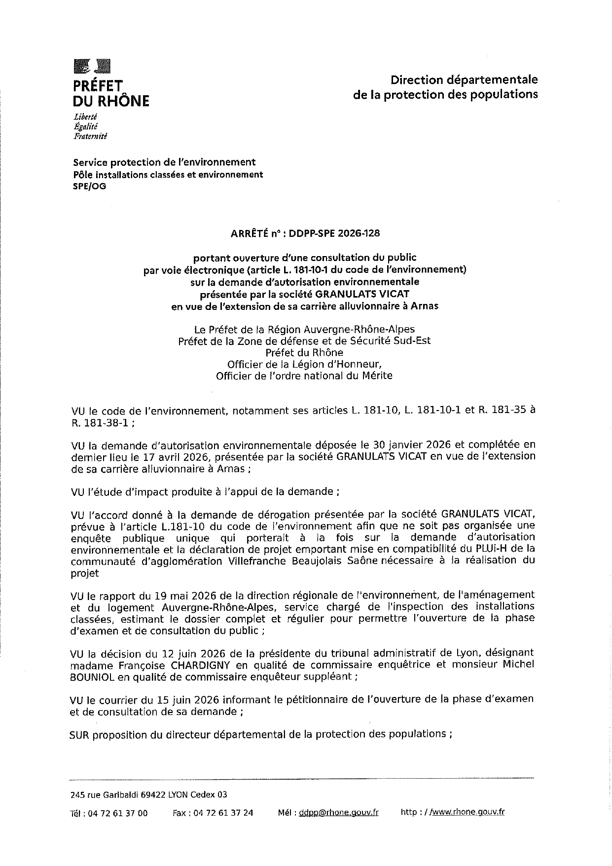 AVIS DE CONSULTATION DU PUBLIC