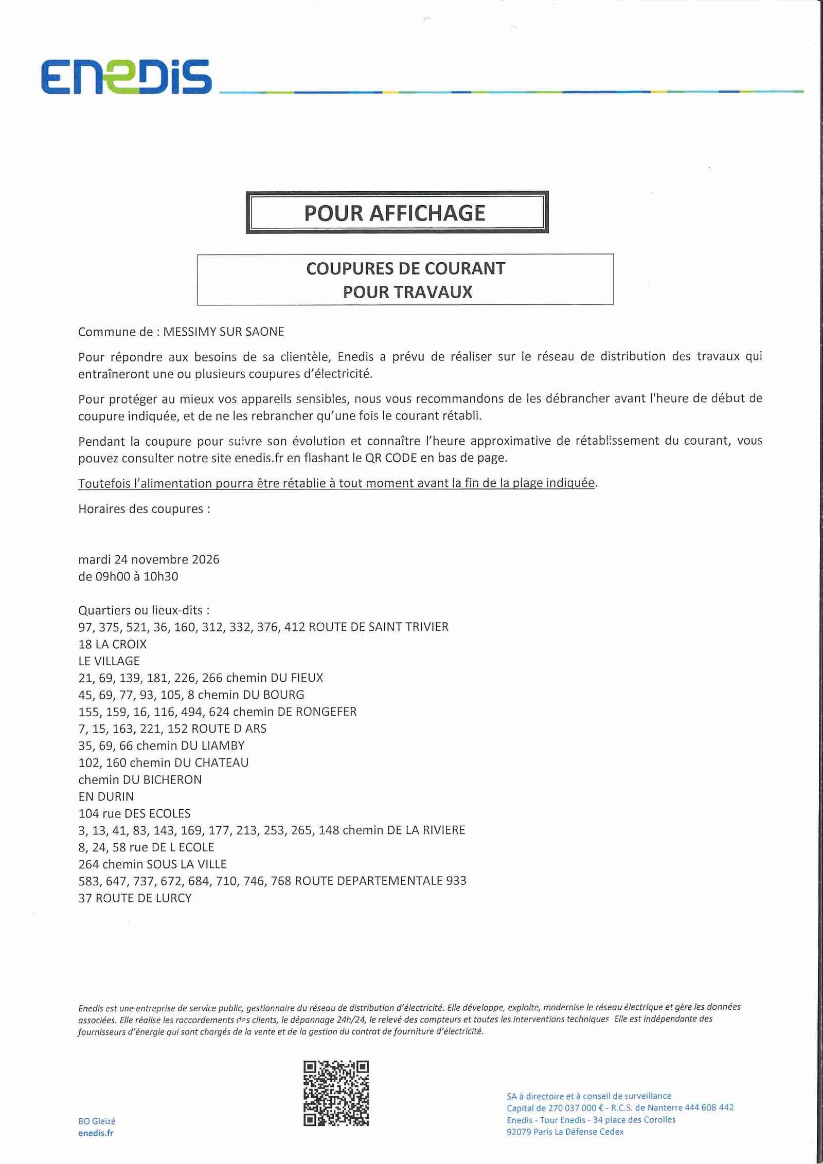 COUPURE DE COURANT